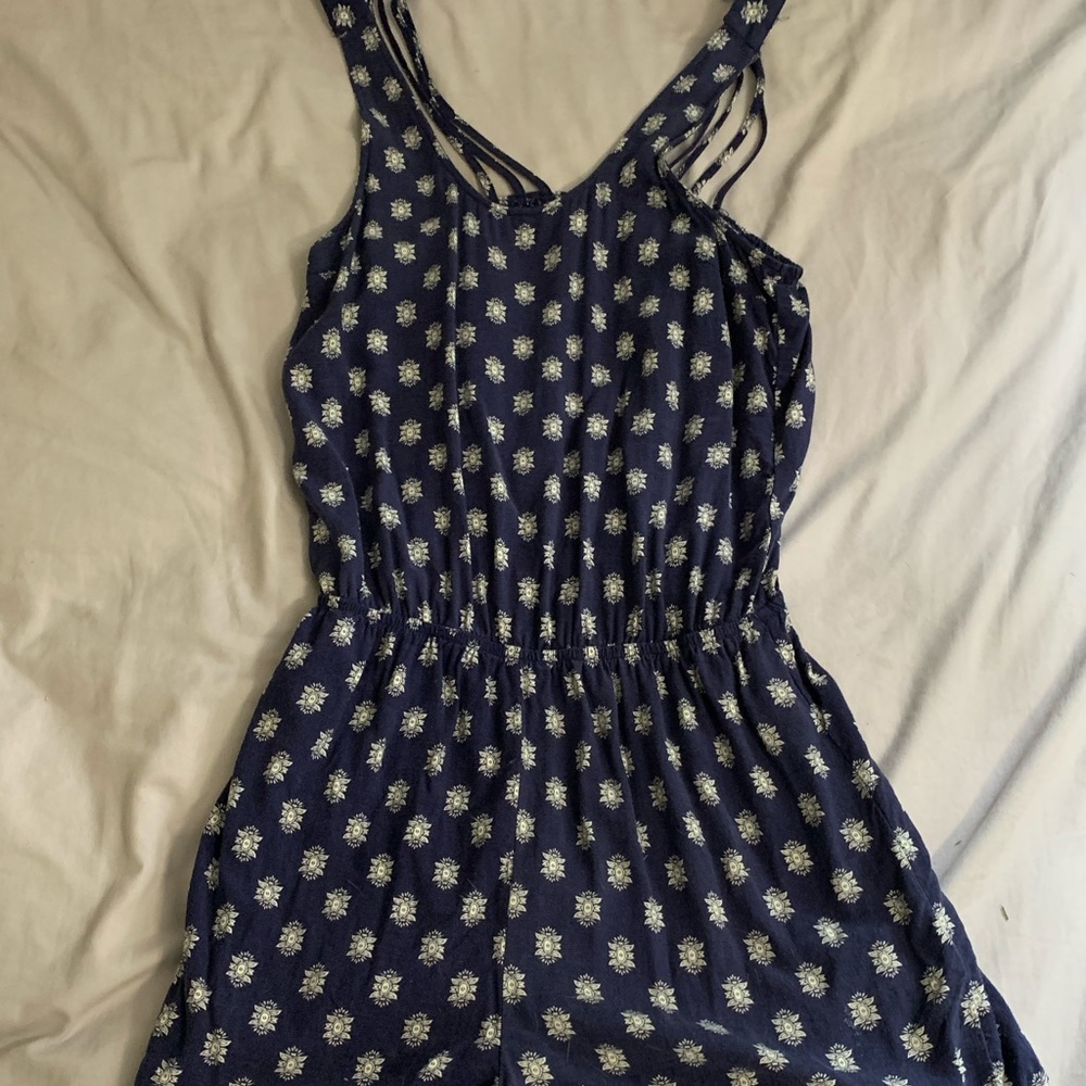 Dark Blue Floral Romper